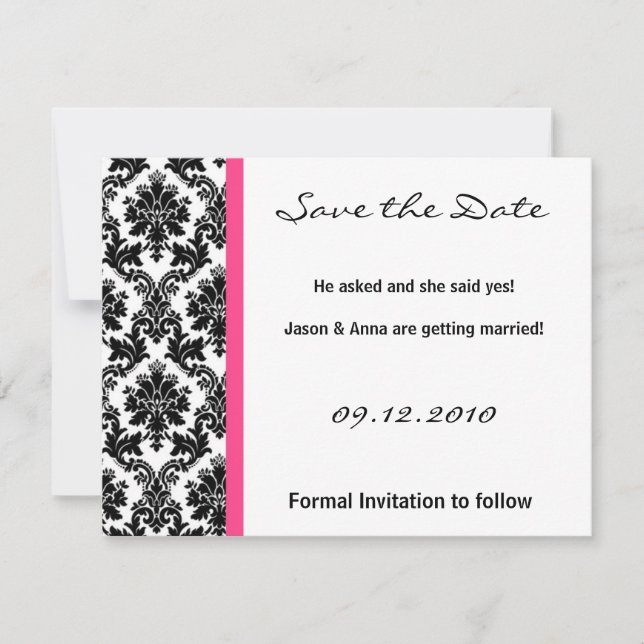 4x5-Save the Date-Karte - Schwarze Damaskus und Ho Save The Date (Vorderseite)