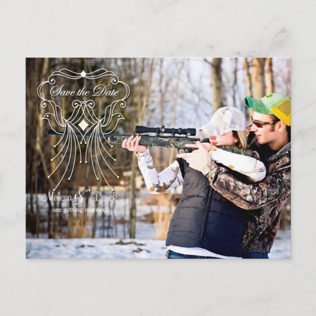 4x5 Typografie Save the Date Foto Ankündigung Postkarte (Vorderseite)