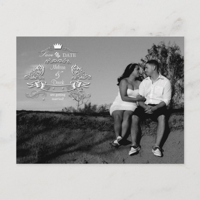 4x5 Typografie Save the Date Foto Ankündigung Postkarte (Vorderseite)