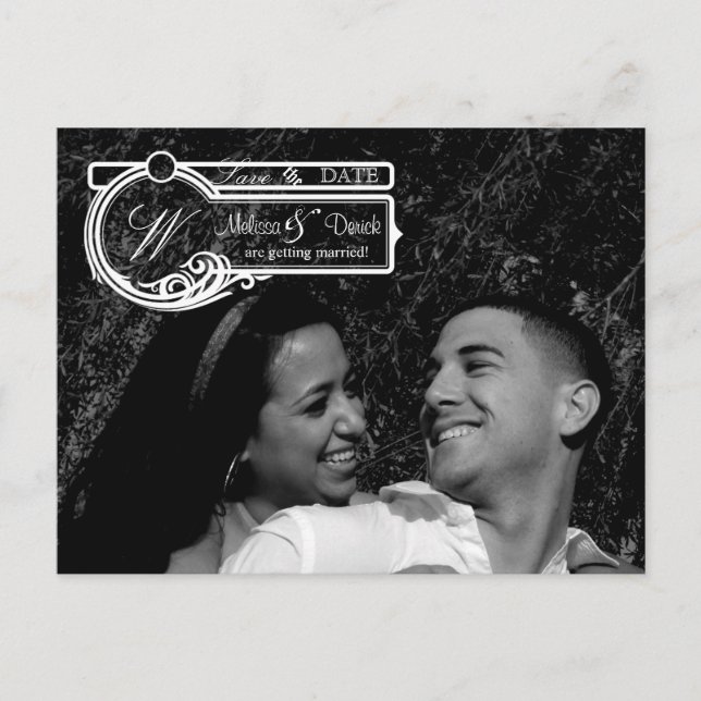 4x5 Typografie Save the Date Foto Ankündigung Postkarte (Vorderseite)