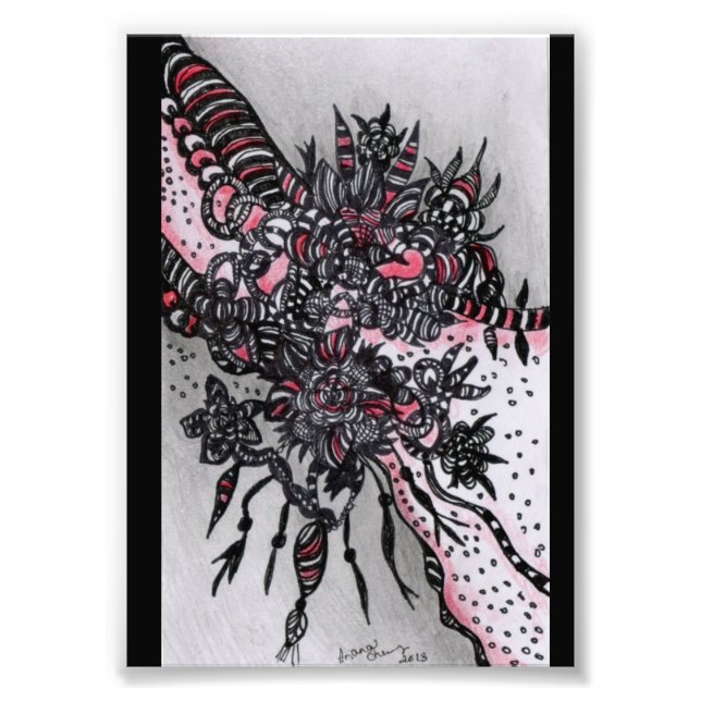 4x6 ACEO. Drucken. Rot und Schwarz Fotodruck (Vorne)