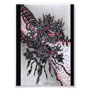 4x6 ACEO.  Kunst-Druck. Rot u. Schwarzes Fotodruck