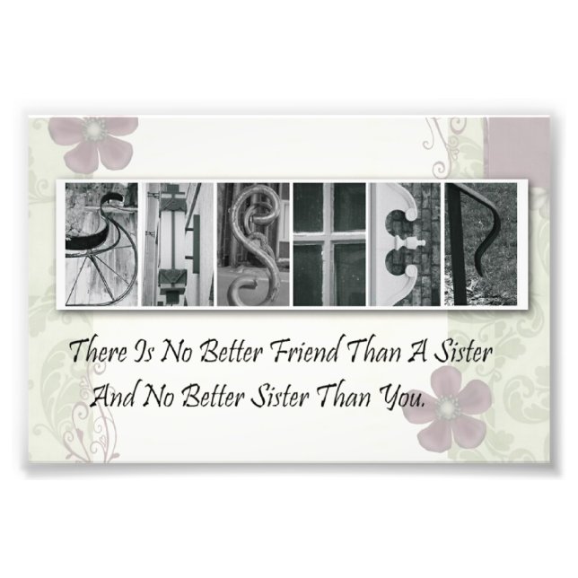 4x6 Alphabet Foto Letter Sister Framework Print (Vorne)