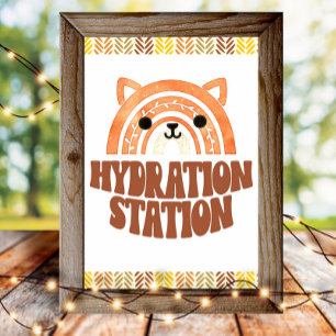 4x6 Hydrationsstation Boho-Wald-Fuchs-Geburtstag Poster