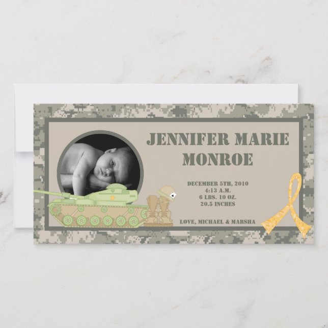 4x8 ARMY ACU Camoflauge Foto Geburtsankündigung Ankündigung (Vorderseite)