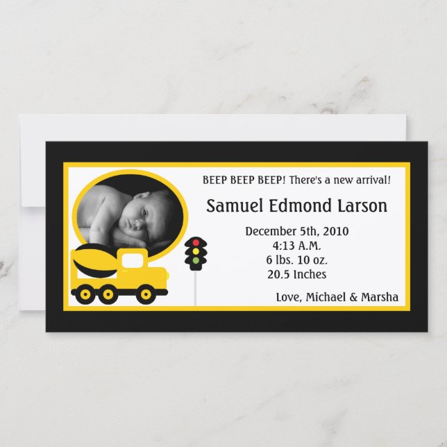 4x8 Bau Foto Geburtsankündigung Ankündigung (Vorderseite)