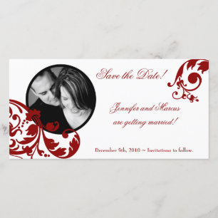 4x8 Crimson Red Floral Verlobung Ankündigung
