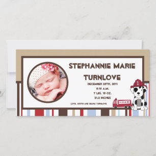 4x8 Foto Geburtshinweis Nojo Feuerwehr Motor Ankündigung