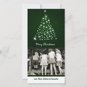 4x8 Green Snowflake XMAS Tree FOTO Weihnachtskarte Feiertagskarte