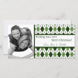 4x8 Green White Rauten Frame FOTO Weihnachtskarte Feiertagskarte