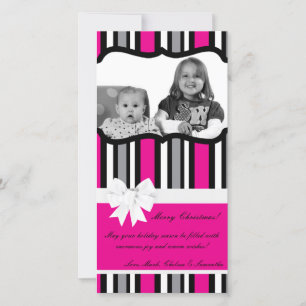4x8 Hot Pink Black Strip FOTO Weihnachtskarte Feiertagskarte