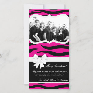 4x8 Hot Pink Black Zebra Prin FOTO Weihnachtskarte Feiertagskarte
