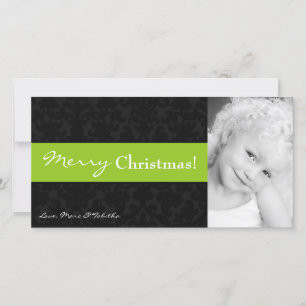 4x8 Limone Black Damask FOTO Weihnachtskarte Feiertagskarte