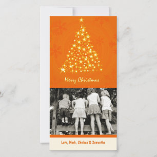 4x8 Orang Snowflake XMAS Tree FOTO Weihnachtskarte Feiertagskarte