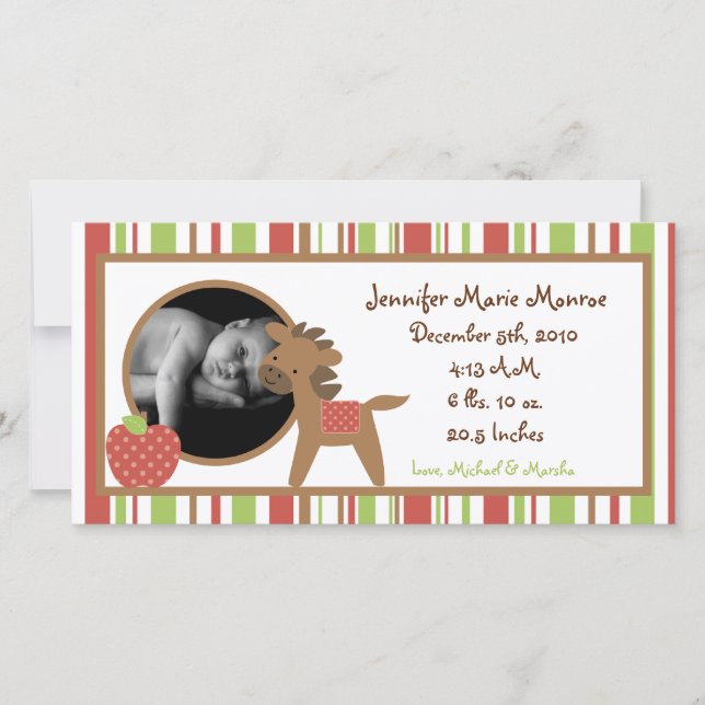 4x8 Red Barn Farm Birth Ankündigung (Vorderseite)