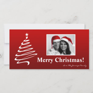 4x8 Red White XMAS Tree FOTO Weihnachtskarte Feiertagskarte