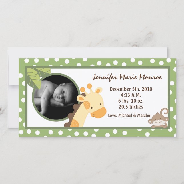 4x8 Safari Adventure Foto Geburtserklärung Ankündigung (Vorderseite)