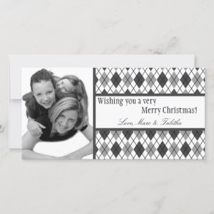 4x8 Schwarz-weiße Raute Frame FOTO Weihnachtskarte Feiertagskarte
