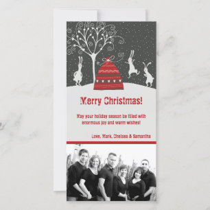 4x8 Snow Bunnies Bunny Rabbit FOTO Weihnachtskarte Feiertagskarte