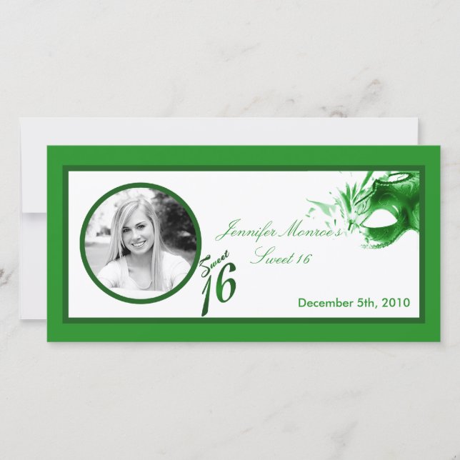 4x8 Sweet 16 Green Party Ankündigung (Vorderseite)