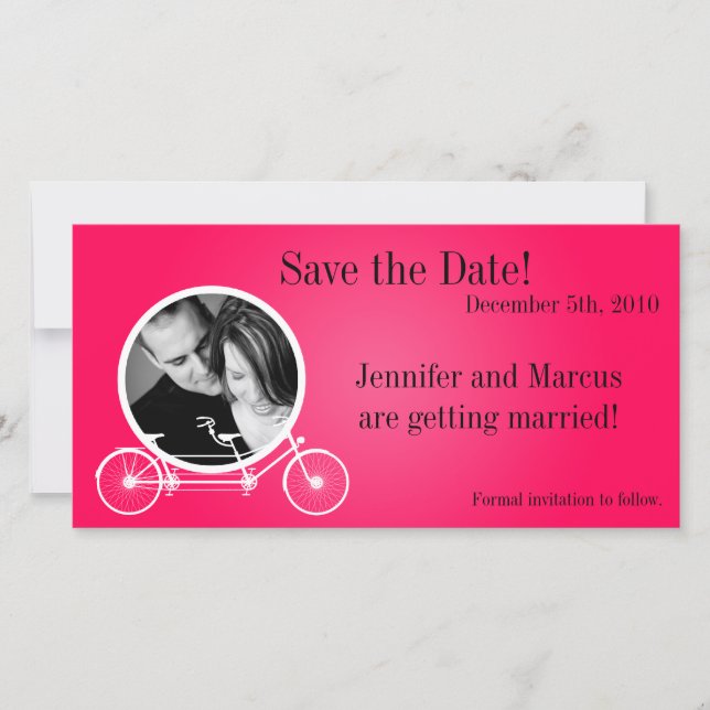 4x8 Verlobung Ankündigung Hot Pink Double Bike (Vorderseite)