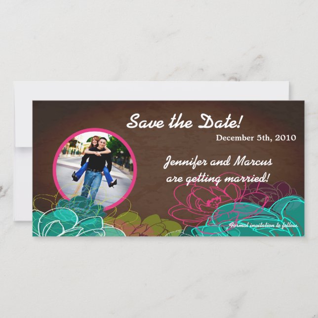 4x8 Verlobung Ankündigung Neon Spring Floral (Vorderseite)