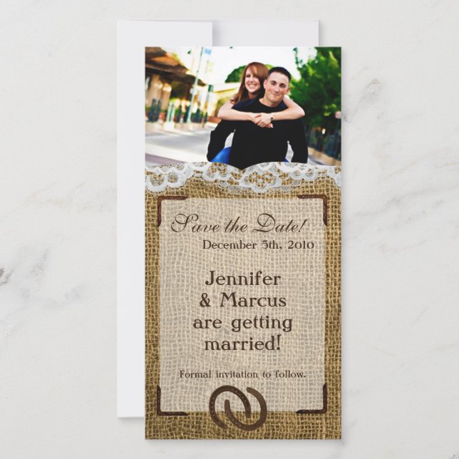 4x8 Verlobung Ankündigung von Pferdeschuhen auf Bu (Vorderseite)