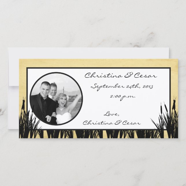 4x8 Verlobung Foto Ankündigung Cattail/Dragonfl (Vorderseite)