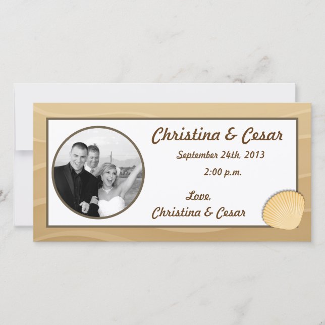 4x8 Verlobung Foto Ankündigung Muscheln auf San (Vorderseite)