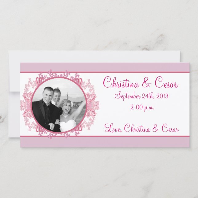 4x8 Verlobung Foto Ankündigung Rosa/Lila Kinn (Vorderseite)