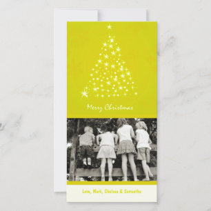 4x8 Yello Snowflake XMAS Tree FOTO Weihnachtskarte Feiertagskarte