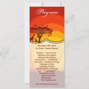 4x9.25 Programmkarten African Safari Giraffe Sun Einladung