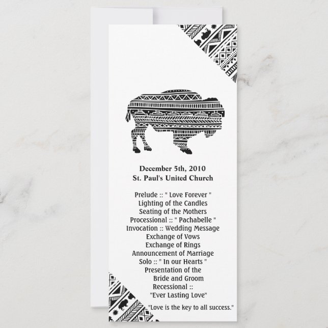4x9.25 Programmkarten Boho Buffalo Tribal Muster B Einladung (Vorderseite)