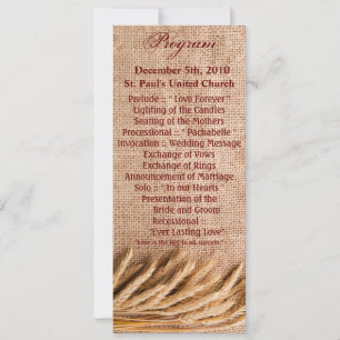 4x9,25 Programmkarten Weiße auf Burlap Sack Countr Einladung