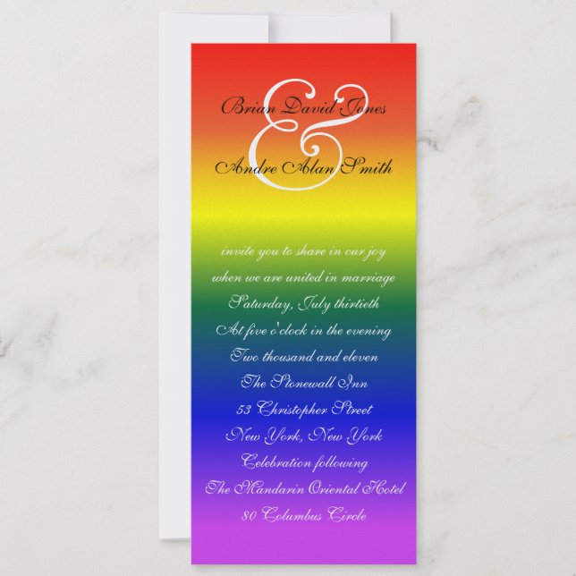 4x9 Gay Wedding LGBT Pride Metallic Paper Einladung (Vorderseite)