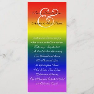 4x9 Gay Wedding LGBT Pride Metallic Paper Einladung
