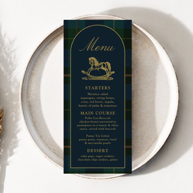 4x9" Klassisches grün kariertes Babyshower-Menü (Von Creator hochgeladen)