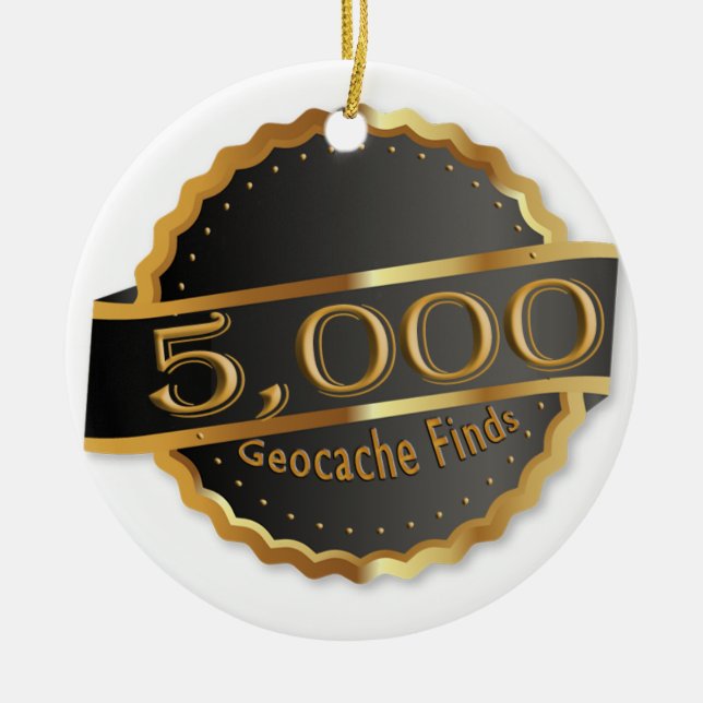 5000 FINDS GEOCACHING ACHIEVEMENT AWARD KERAMIK ORNAMENT (Vorne)