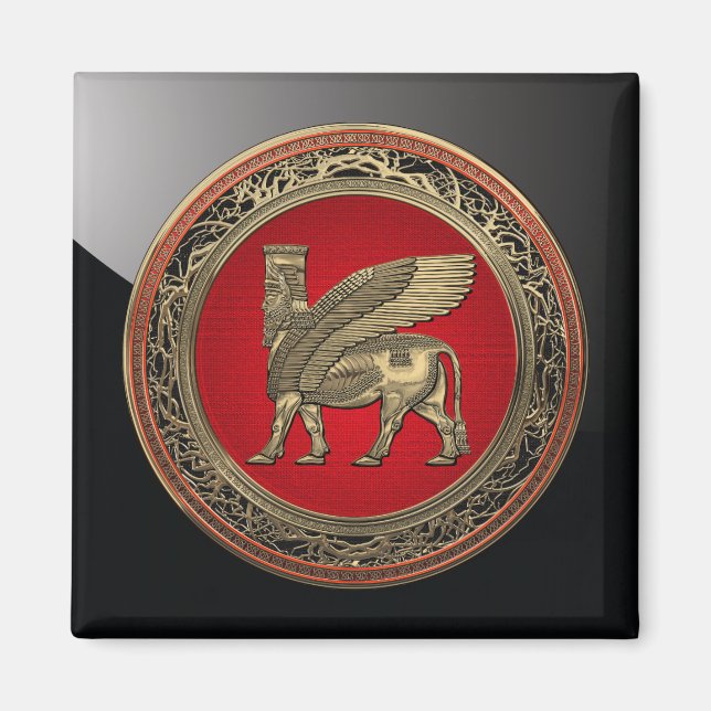 [500] Assyrian Winged Bull - Gold Lamassu Magnet (Vorne)