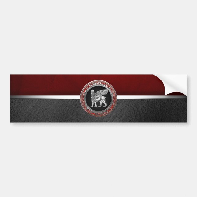 [500] Assyrian Winged Lion - Silver Lamassu Autoaufkleber (Vorne)