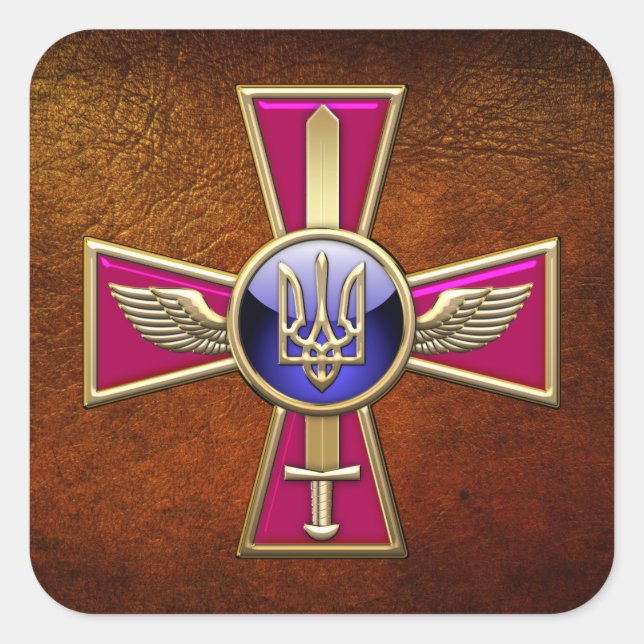 [500] Emblem der ukrainischen Luftwaffe Quadratischer Aufkleber (Vorderseite)