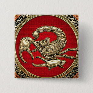 [500] Heiliger Goldener Skorpion auf Rot Button
