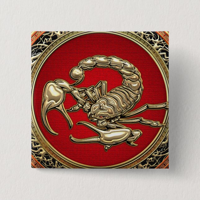 [500] Heiliger Goldener Skorpion auf Rot Button (Vorderseite)