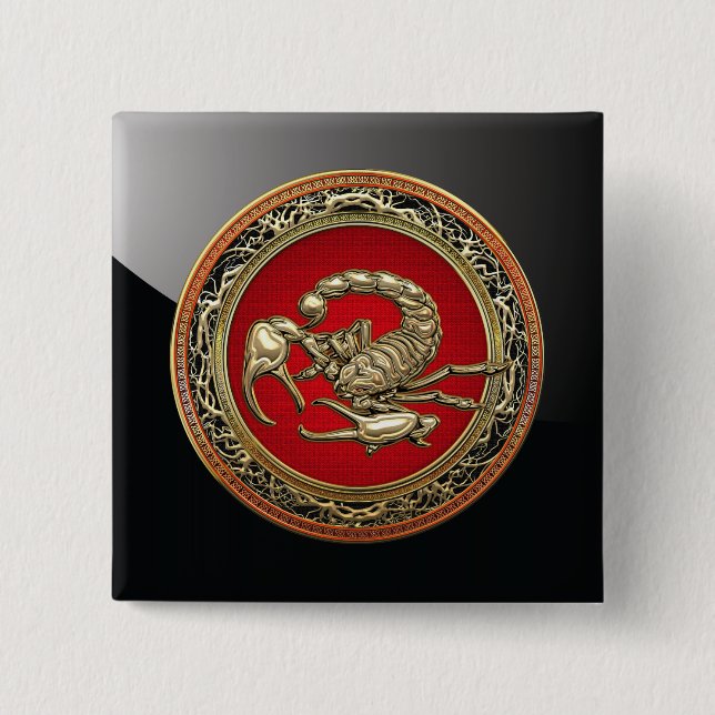 [500] Heiliger Goldener Skorpion auf Rot Button (Vorderseite)