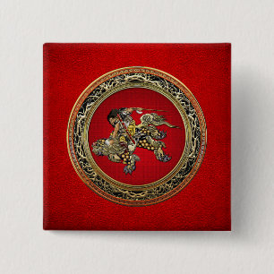 [500] Hokusai - Shoki Riding Shishi Lion Button