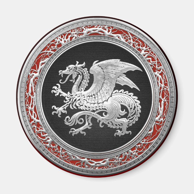 [500] Isländischer Drache, Landvættir [Silber] Magnet (Vorne)