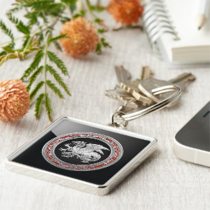 [500] Isländischer Drache, Landvættir [Silber] Schlüsselanhänger