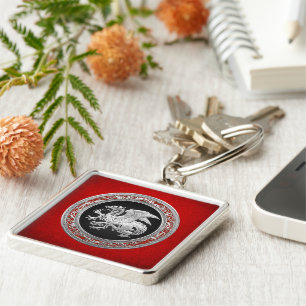 [500] Isländischer Drache, Landvættir [Silber] Schlüsselanhänger