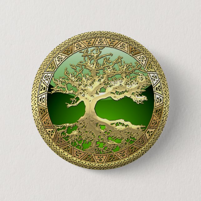 [500] Keltischer Lebensbaum [Gold] Button (Vorderseite)