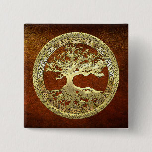 [500] Keltischer Lebensbaum [Gold] Button